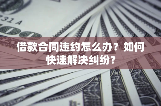 武汉借款合同违约怎么办？如何快速解决纠纷？